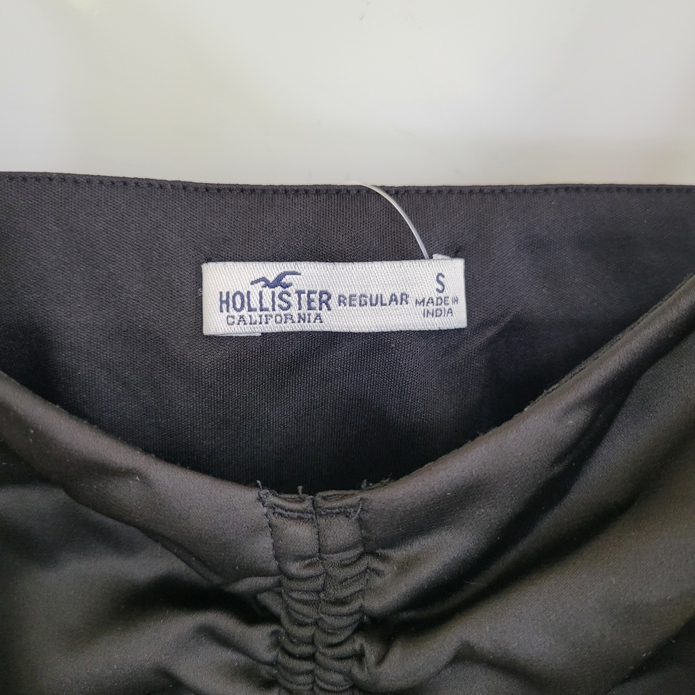 Hollister Black Satin Mini Dress with Ruched Front and Cutout - Picture 5 of 6